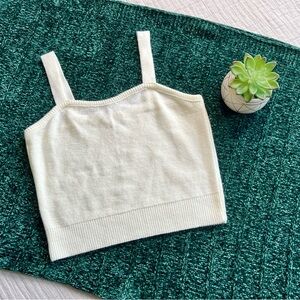BP. Nordstrom Cream Cropped Knit Tank Top - Size Small